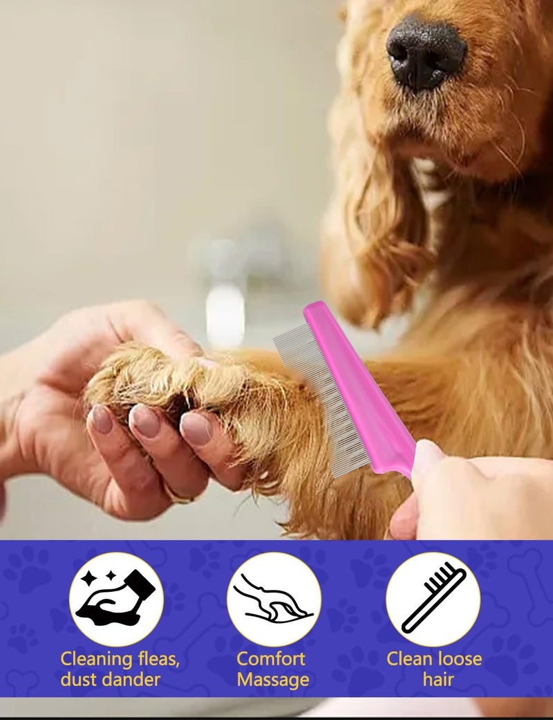 CAPHONT Flea Comb for Cats with Handle, 4 Pcs Flea Brush Tear Stain Comb Grooming Face and Matted Hair Paws Pet Lice Comb for Small, Medium & Large Cat Dog Kitten Rabbit - Image 5